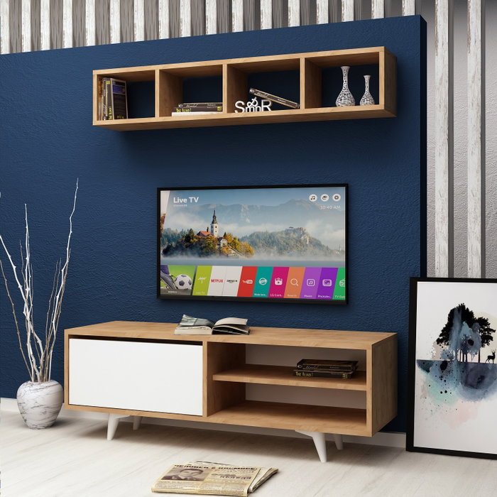 Hanah Home Mueble de TV Duku Roble y Blanco